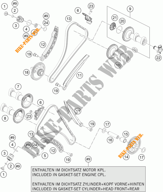 DISTRIBUTIERIEM voor KTM 1290 SUPER ADVENTURE WHITE ABS 2016