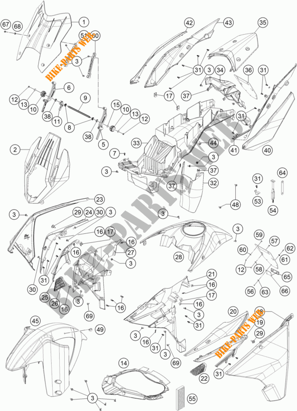 PLASTIC voor KTM 1290 SUPER ADVENTURE WHITE ABS 2016