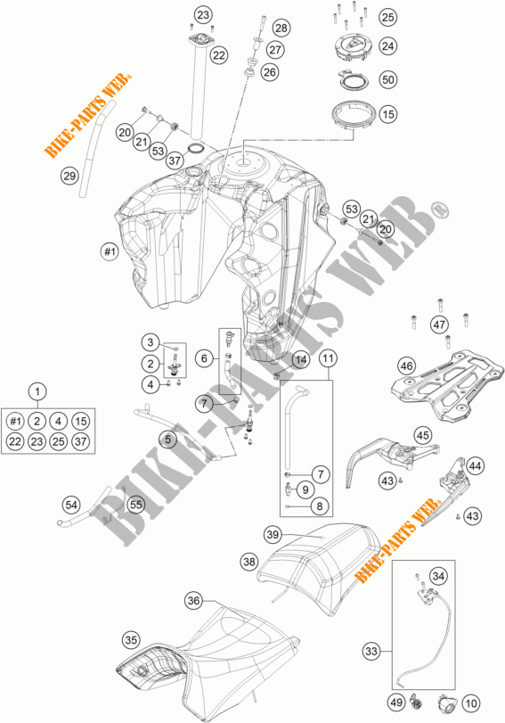 TANK / ZADEL voor KTM 1290 SUPER ADVENTURE WHITE ABS 2016