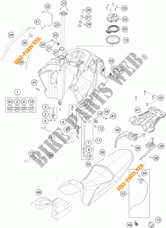 TANK / ZADEL voor KTM 1190 ADVENTURE R ABS 2016