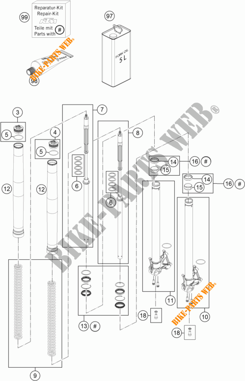 VOORVORK (ONDERDELEN) voor KTM 1190 ADVENTURE R ABS 2016