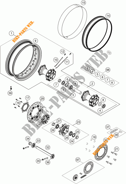 ACHTERWIEL voor KTM 1190 ADVENTURE R ABS 2015