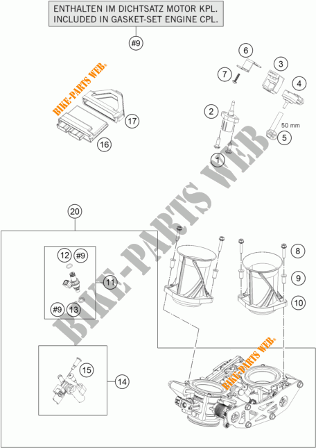 GASKLEP HUIS voor KTM 1190 ADVENTURE R ABS 2013