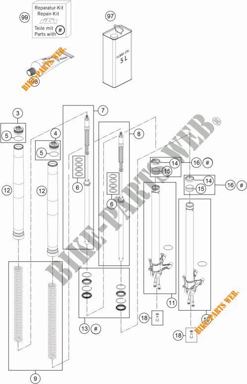 VOORVORK (ONDERDELEN) voor KTM 1190 ADVENTURE R ABS 2013