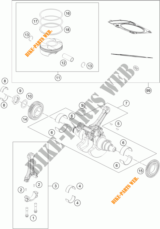 KRUKAS / ZUIGER voor KTM 1190 ADVENTURE ABS ORANGE 2016