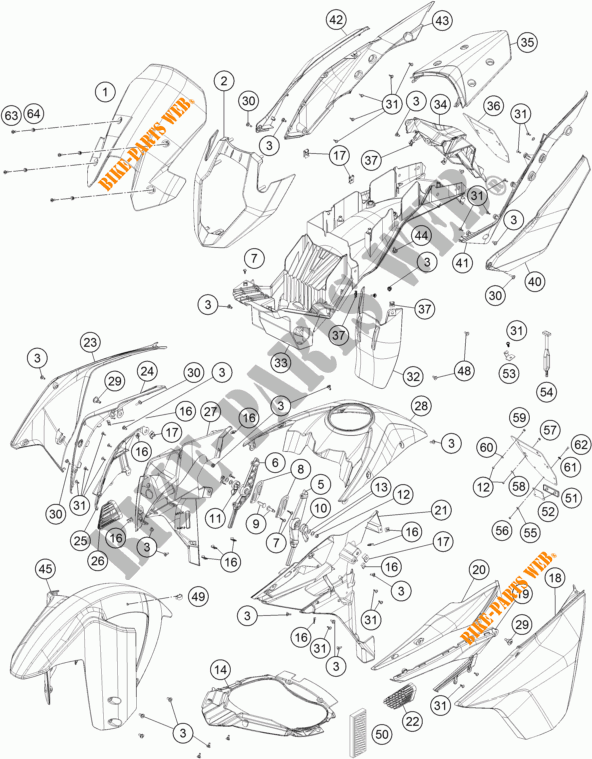 PLASTIC voor KTM 1190 ADVENTURE ABS GREY 2016