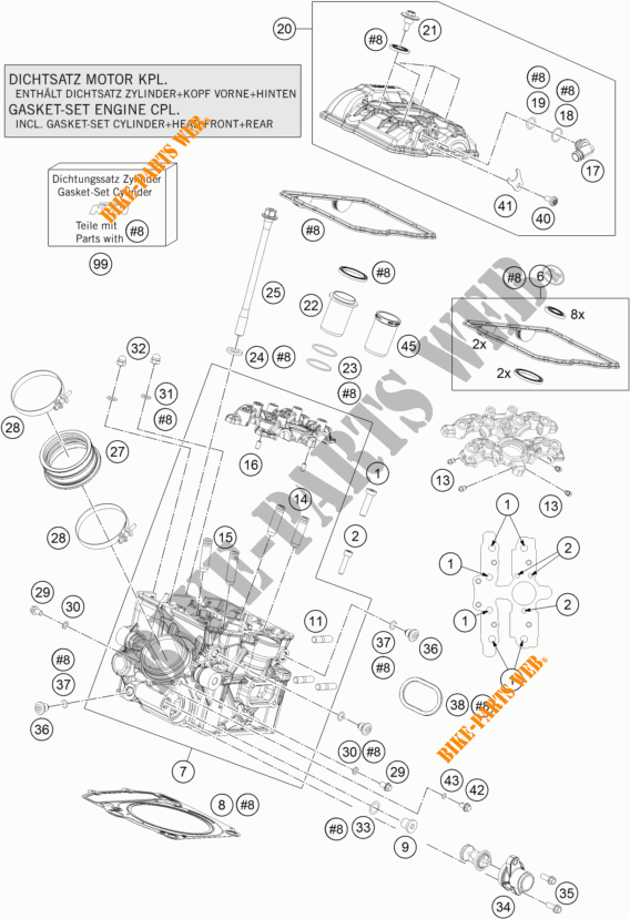 CILINDERKOP ACHTER voor KTM 1190 ADVENTURE ABS GREY 2016