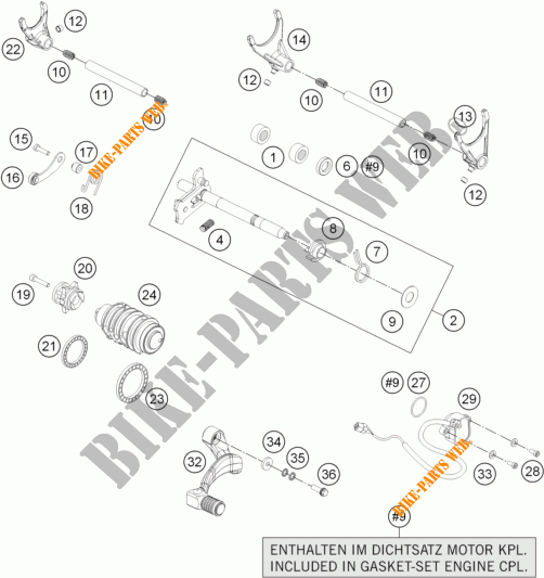 SCHAKEL MECHANISME voor KTM 1190 ADVENTURE ABS ORANGE 2015