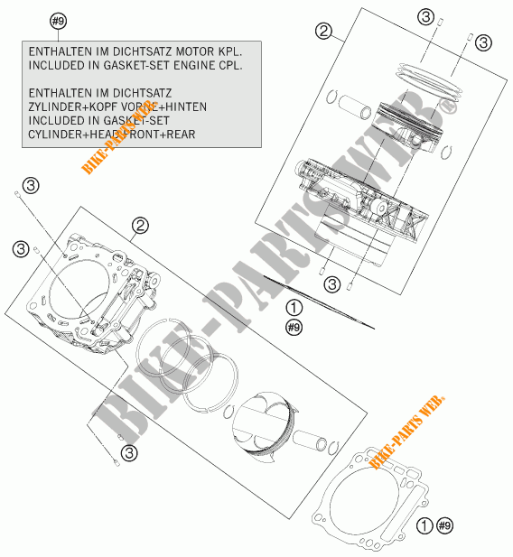 CILINDER voor KTM 1190 ADVENTURE ABS GREY 2015