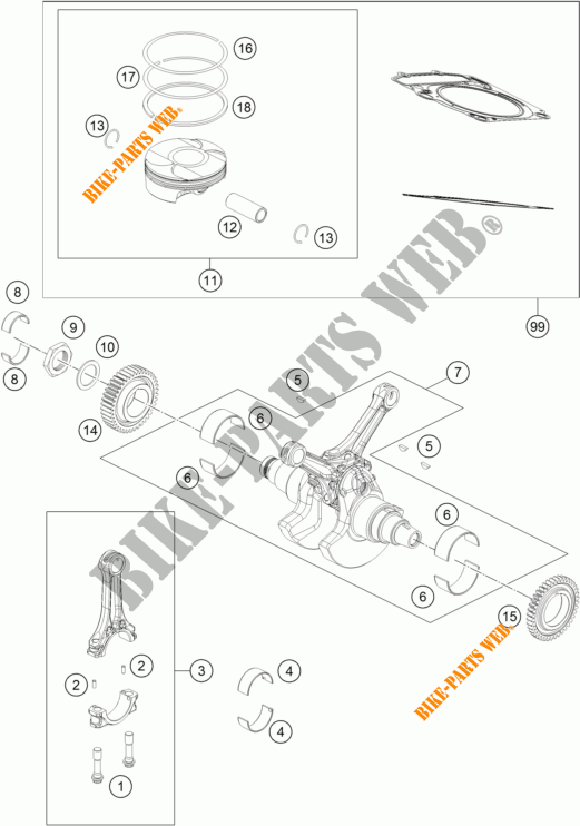 KRUKAS / ZUIGER voor KTM 1190 ADVENTURE ABS GREY 2015