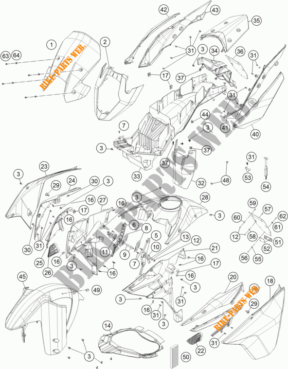 PLASTIC voor KTM 1190 ADVENTURE ABS GREY 2015