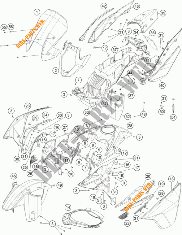 PLASTIC voor KTM 1190 ADVENTURE ABS GREY 2014