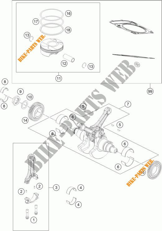 KRUKAS / ZUIGER voor KTM 1190 ADVENTURE ABS ORANGE 2013