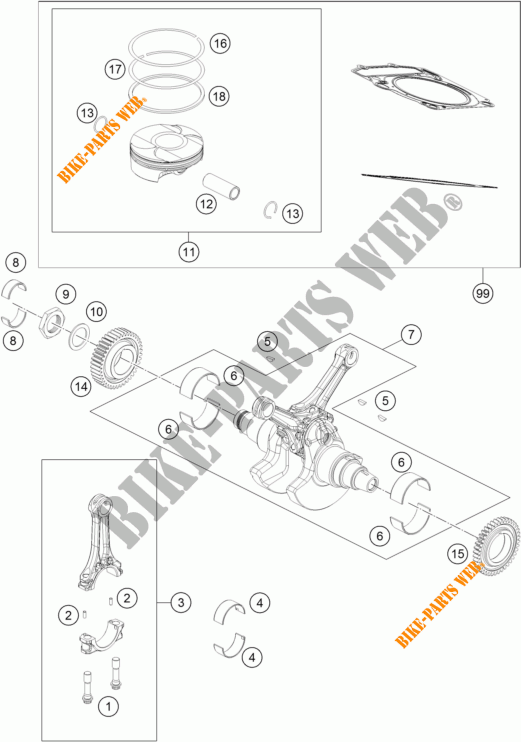 KRUKAS / ZUIGER voor KTM 1190 ADVENTURE ABS GREY 2013