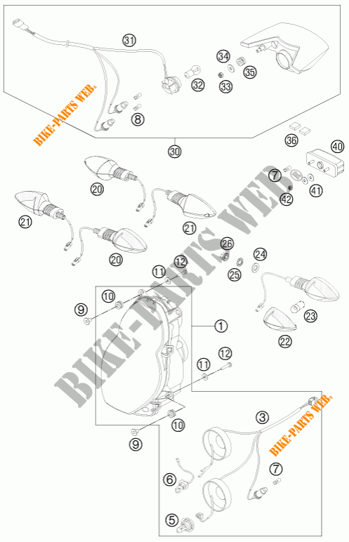 KOPLAMP / ACHTERLICHT voor KTM 990 ADVENTURE DAKAR EDITION 2011