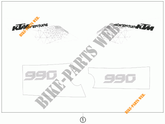 STICKERS voor KTM 990 ADVENTURE WHITE ABS 2010