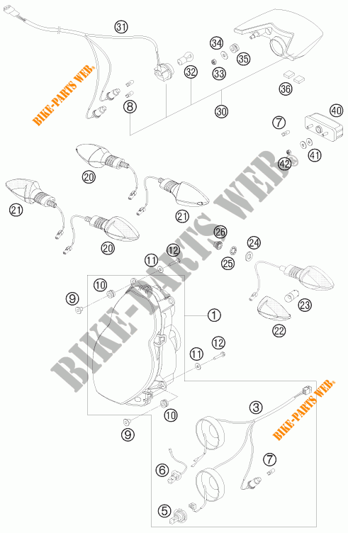 KOPLAMP / ACHTERLICHT voor KTM 990 ADVENTURE WHITE ABS 2010