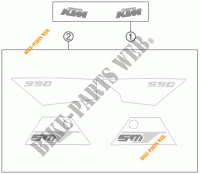 STICKERS voor KTM 990 SUPERMOTO T WHITE ABS 2012