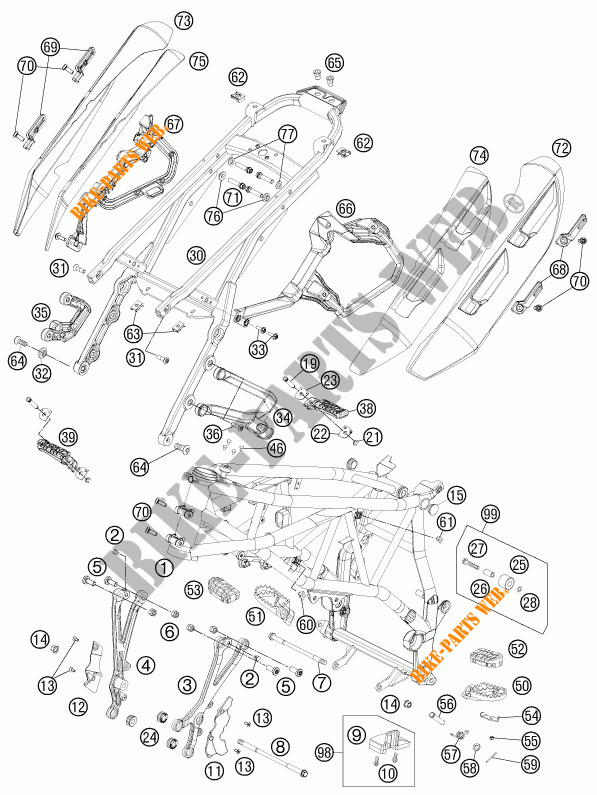 FRAME voor KTM 990 SM-T ORANGE ABS SPECIAL EDITION 2011