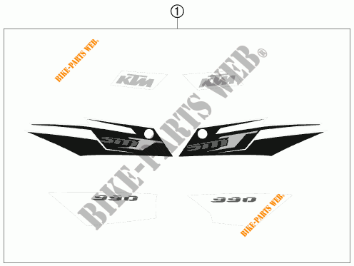 STICKERS voor KTM 990 SUPERMOTO T ORANGE 2010