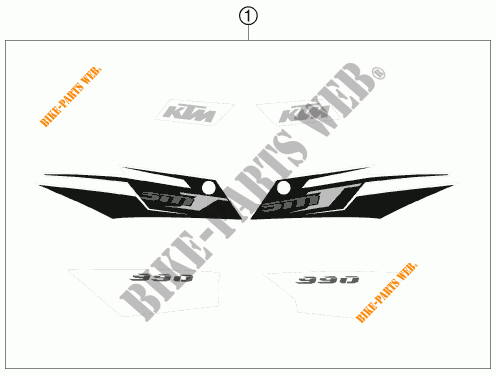 STICKERS voor KTM 990 SUPERMOTO T SILVER 2010
