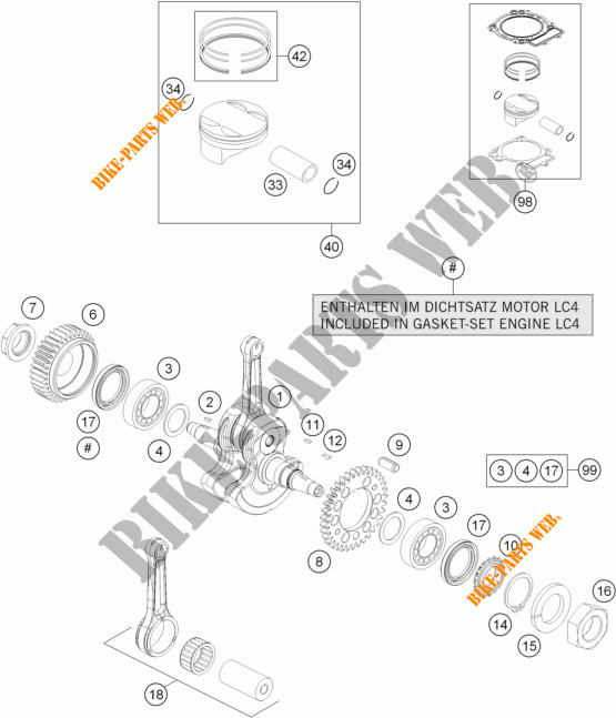 KRUKAS / ZUIGER voor KTM 690 SMC R ABS 2014