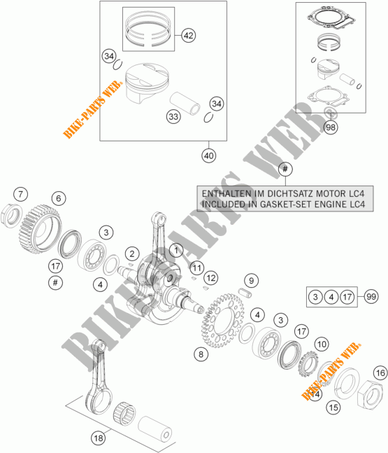 KRUKAS / ZUIGER voor KTM 690 SMC R ABS 2014