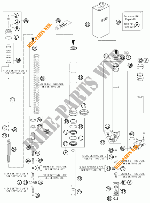 VOORVORK (ONDERDELEN) voor KTM 500 XC-W 2014