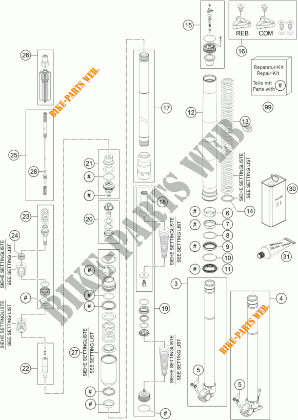 VOORVORK (ONDERDELEN) voor KTM 150 XC 2014