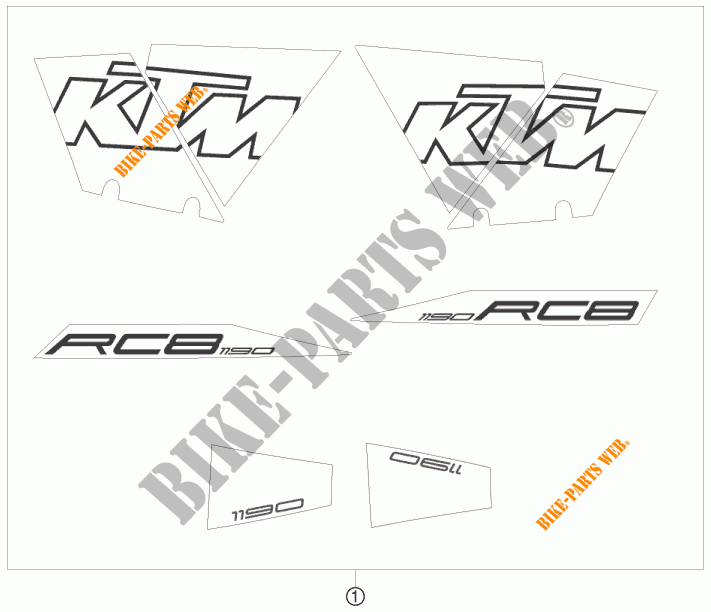 STICKERS voor KTM 1190 RC8 WHITE 2008