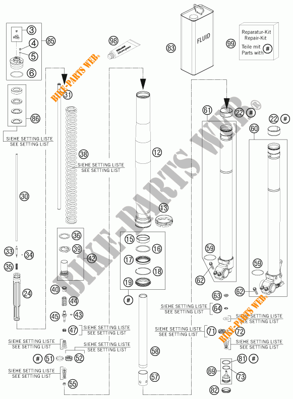 VOORVORK (ONDERDELEN) voor KTM 450 XC-W 2014