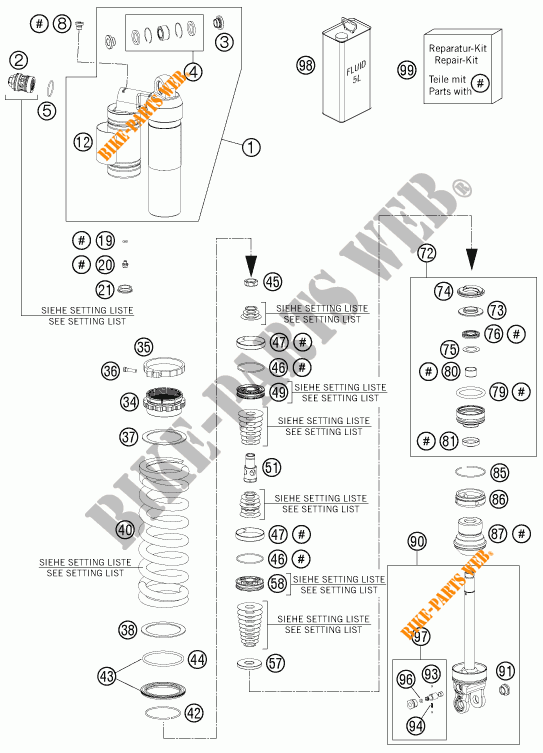 SCHOKBREKER (ONDERDELEN) voor KTM 450 XC-W 2013