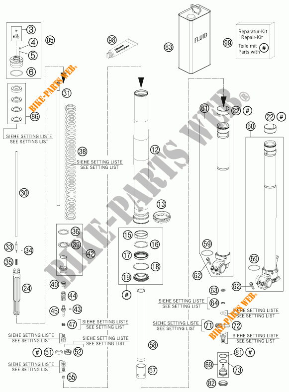 VOORVORK (ONDERDELEN) voor KTM 450 XC-W 2013