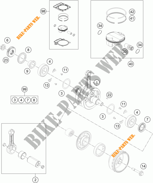 KRUKAS / ZUIGER voor KTM 350 XCF-W 2014