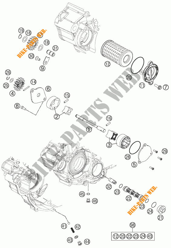 OLIEPOMP voor KTM 350 XCF-W 2014