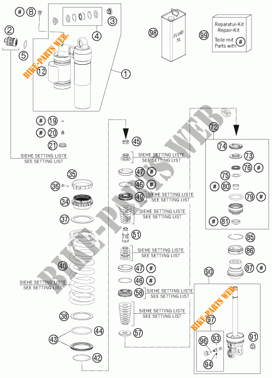 SCHOKBREKER (ONDERDELEN) voor KTM 350 XCF-W 2014
