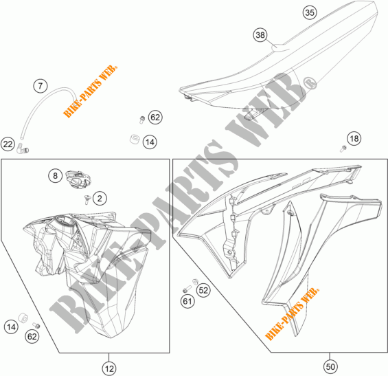 TANK / ZADEL voor KTM 350 XCF-W 2014