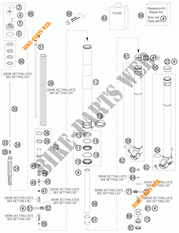 VOORVORK (ONDERDELEN) voor KTM 200 XC-W 2015