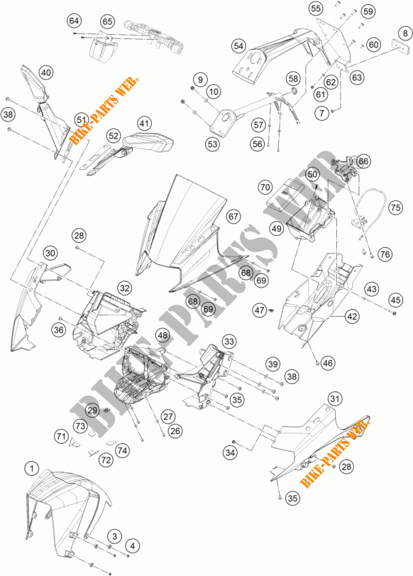 PLASTIC voor KTM RC 390 WHITE ABS 2017