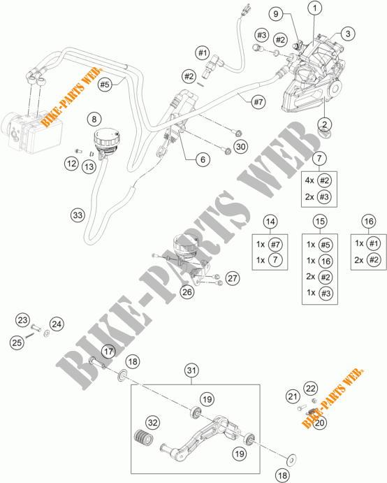 REMKLAUW ACHTER voor KTM RC 390 WHITE ABS 2017