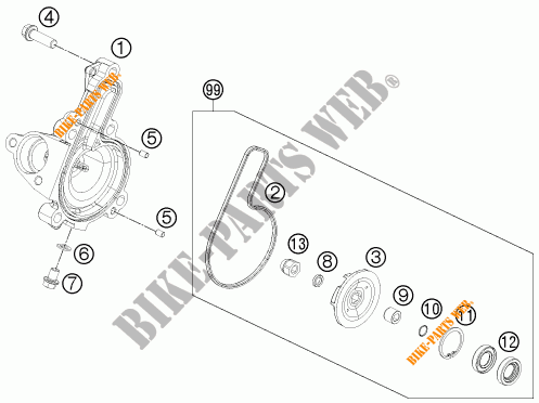 WATERPOMP voor KTM RC 390 WHITE ABS 2017