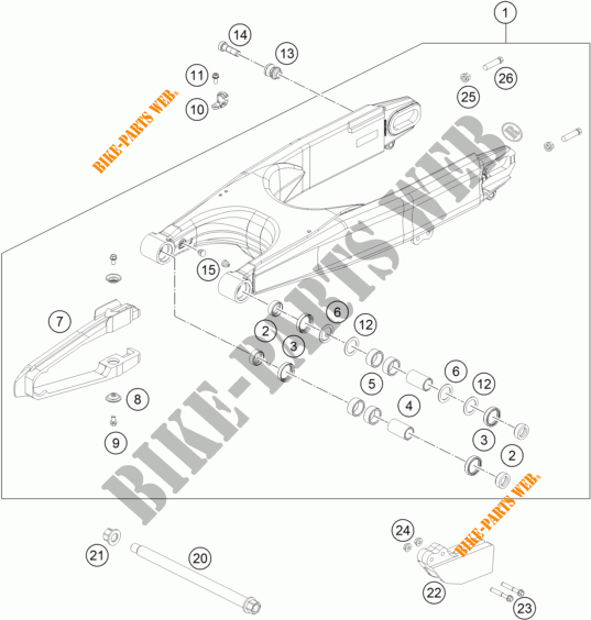 ACHTERBRUG voor KTM 450 RALLY FACTORY REPLICA 2016