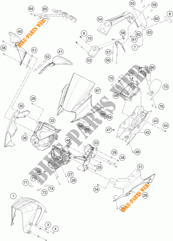 PLASTIC voor KTM RC 390 WHITE ABS 2016