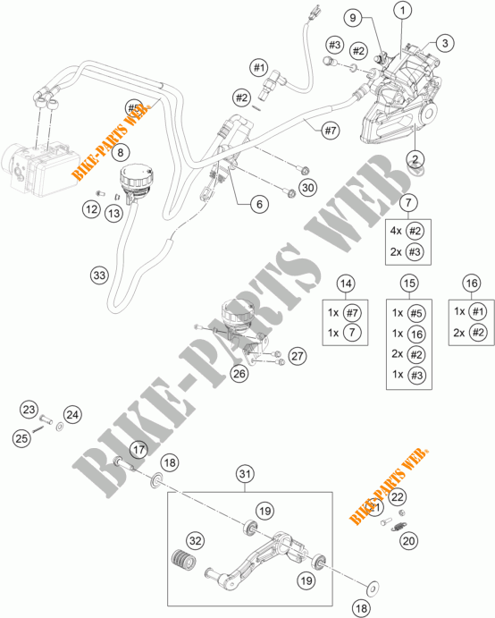 REMKLAUW ACHTER voor KTM RC 390 WHITE ABS 2016