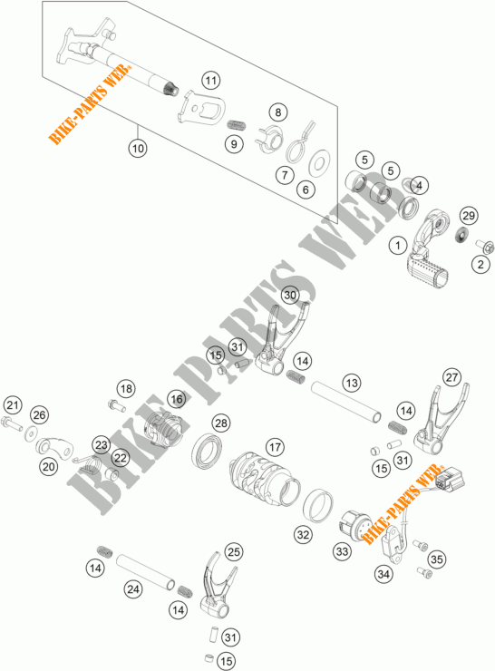 SCHAKEL MECHANISME voor KTM 500 EXC-F SIX DAYS 2018