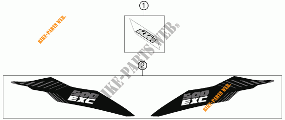 STICKERS voor KTM 500 EXC 2012