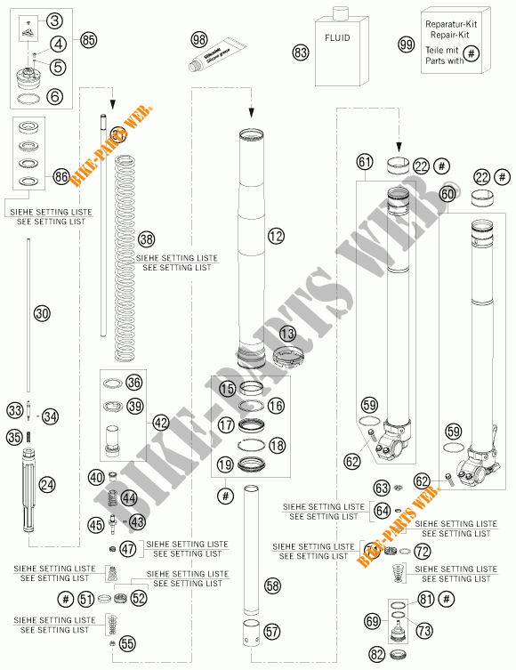 VOORVORK (ONDERDELEN) voor KTM 300 EXC 2015