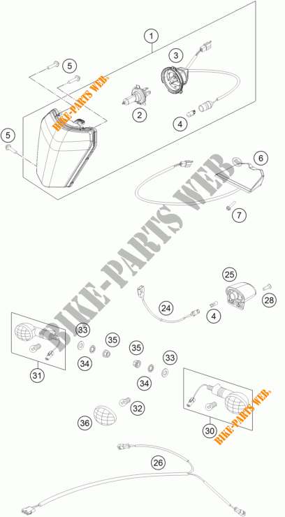 KOPLAMP / ACHTERLICHT voor KTM 250 EXC-F SIX DAYS 2014