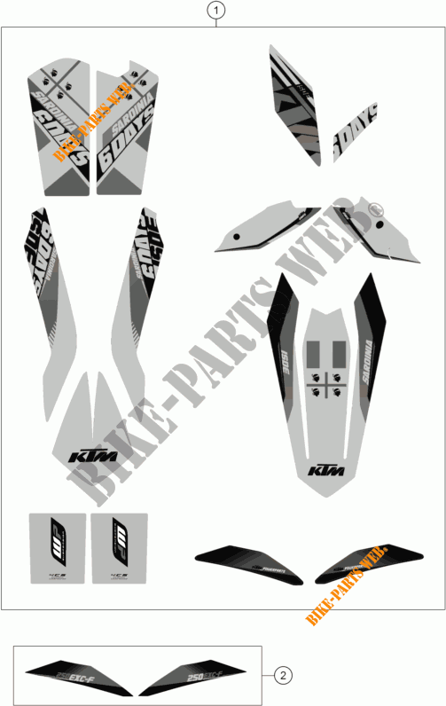 STICKERS voor KTM 250 EXC-F SIX DAYS 2014