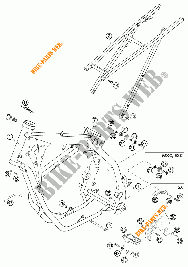 FRAME voor KTM 250 EXC-F RACING 2003